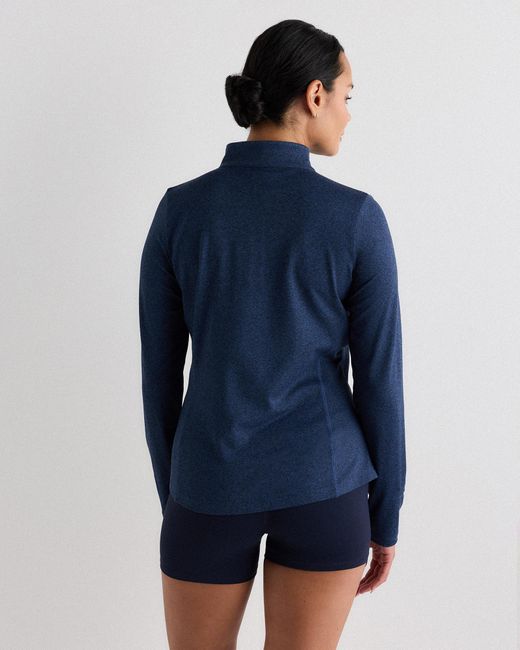 Quince Blue Flowknit Quarter-Zip Pullover, Recycled Polyester