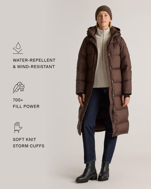 Quince Brown Responsible Down Long Puffer Jacket, Recycled Polyester