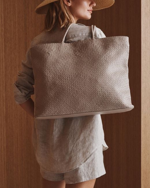 Quince Natural Italian Leather Handwoven Tote