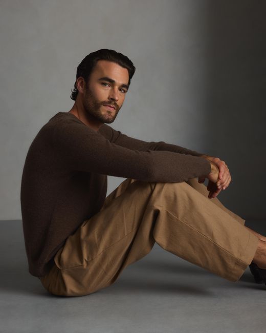 Quince Brown Mongolian Cashmere Button Down Sweater for men