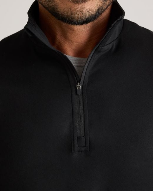 Quince Black Flowknit Performance Half-Zip, Recycled Polyester for men