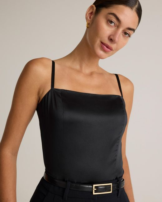 Quince Black Square Neck Tank Top, Mulberry Silk
