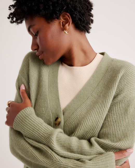 Quince Alpaca Cropped Cardigan Sweater in Green | Lyst