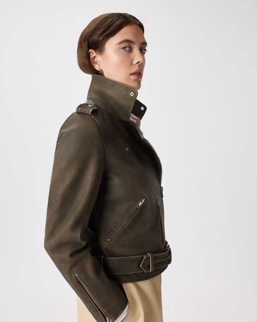 Quince Brown Motorcycle Jacket, Leather