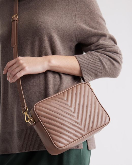 Quince Brown Italian Leather Quilted Crossbody Bag