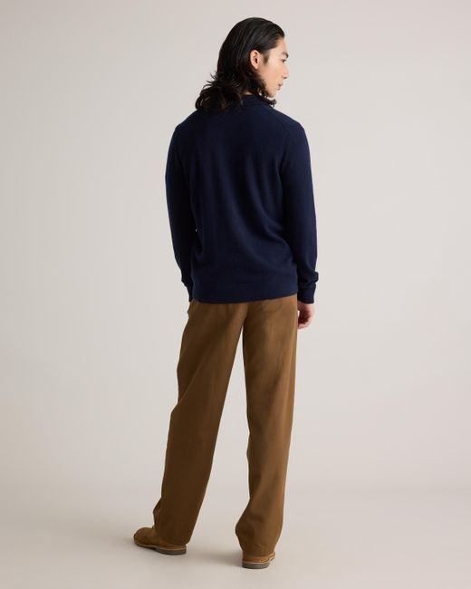 Quince Blue Mongolian Cashmere Button Down Sweater for men