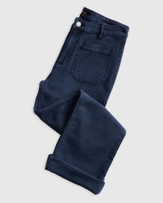 Quince Blue French Terry Wide Leg Pants, Cotton