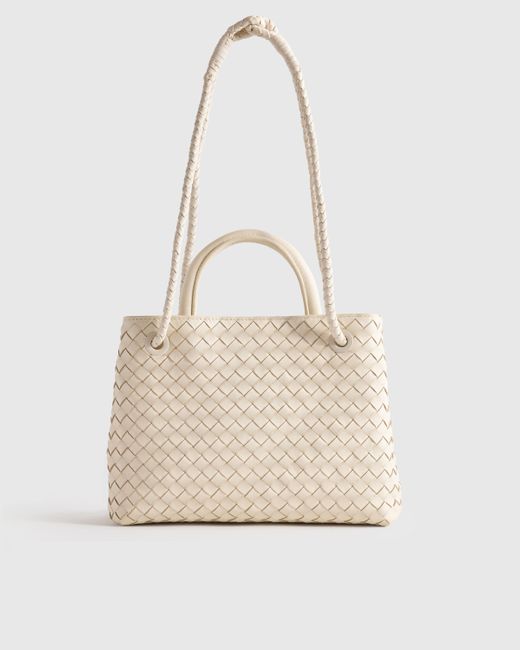 Quince Natural Italian Leather Handwoven Mini Satchel