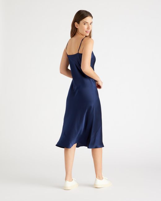 Quince 100 Washable Silk Slip Dress in Blue Lyst