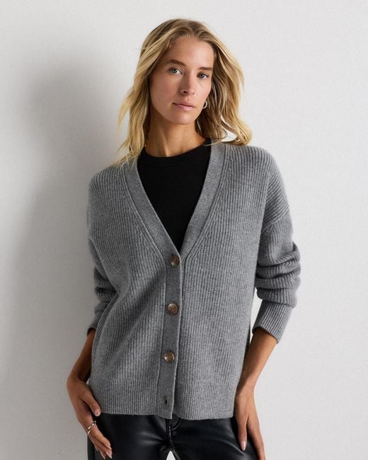 Quince Women's Gray Mongolian Cashmere Fisherman Boxy Cropped