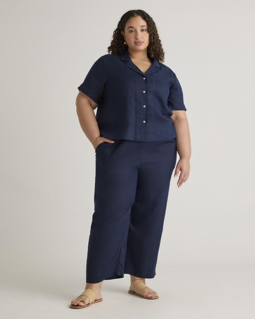 Quince Blue 100% European Linen Short Sleeve Shirt