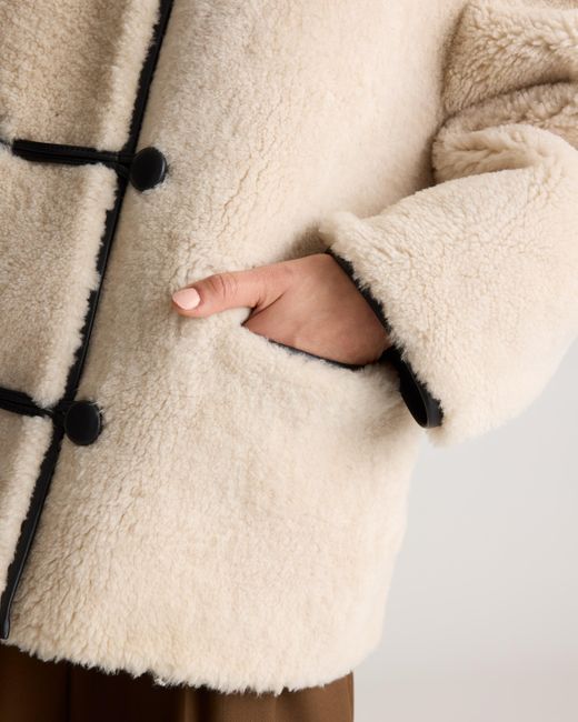 Quince Natural 100% Shearling Duffle Jacket, Leather