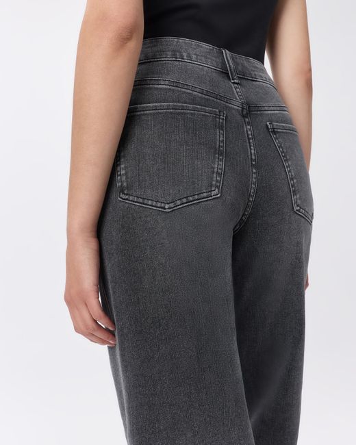 Quince Blue Bella Stretch Patch Pocket Wide Leg Jeans, Organic Cotton