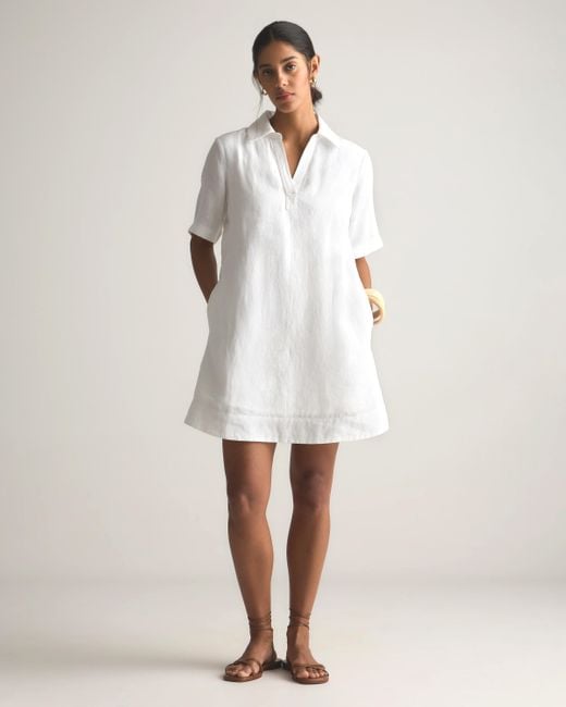 Quince 100% European Linen Popover Mini Dress in White | Lyst Quince 100% European Linen Popover Mini Dress in White | Lyst