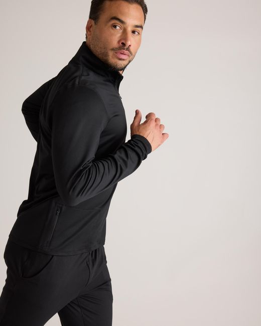 Quince Black Flowknit Performance Half-Zip, Recycled Polyester for men