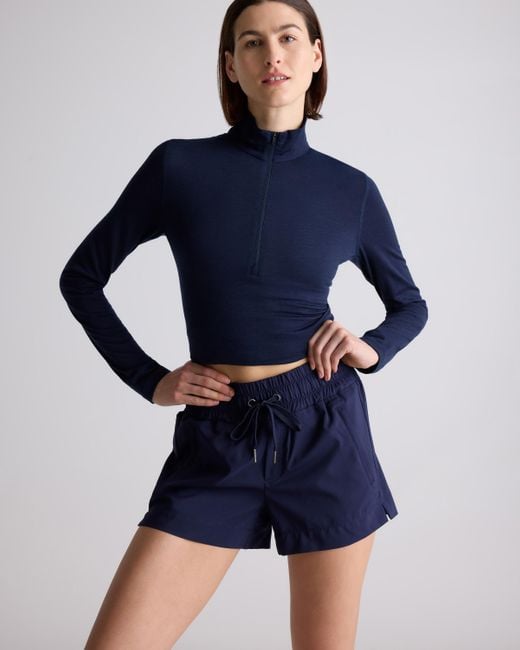 Quince Blue Micro Ripstop Mid-Rise Hike Short, Nylon/Spandex