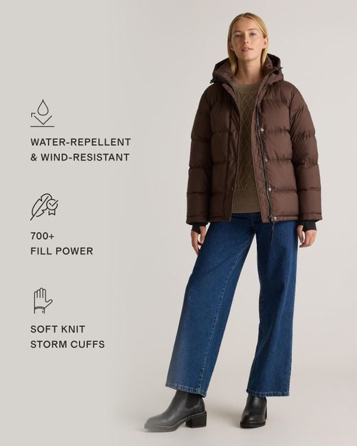 Quince Brown Responsible Down Puffer Jacket, Recycled Polyester
