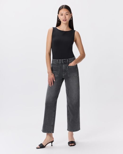 Quince Blue Bella Stretch Patch Pocket Wide Leg Jeans, Organic Cotton