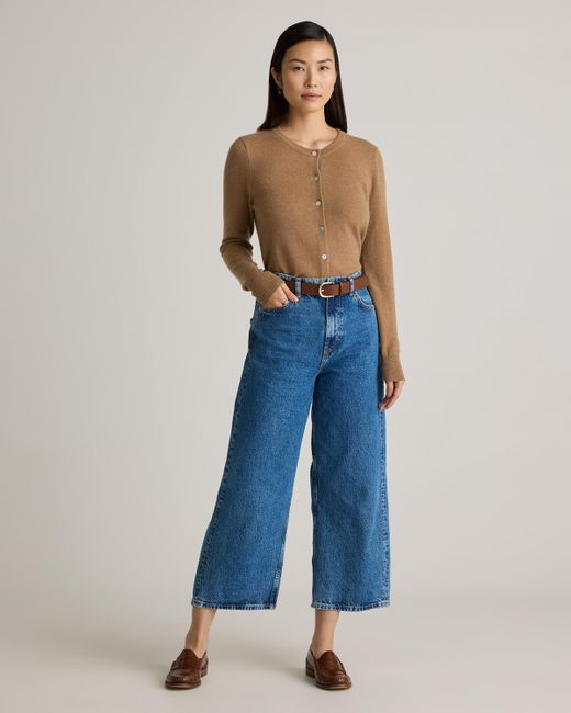 Quince Blue Mongolian Cashmere Cardigan Sweater