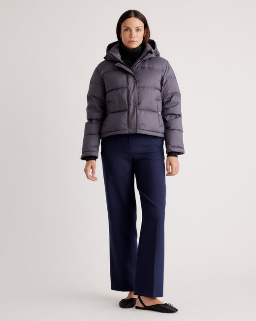 Quince Blue Responsible Down Cropped Puffer Jacket, Recycled Polyester