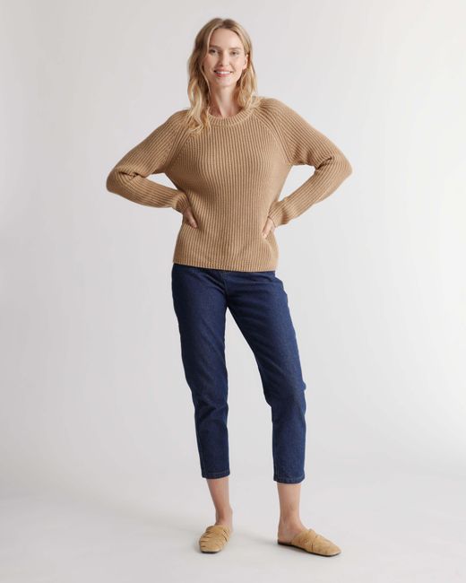 Quince Natural Fisherman Crew Sweater, Organic Cotton