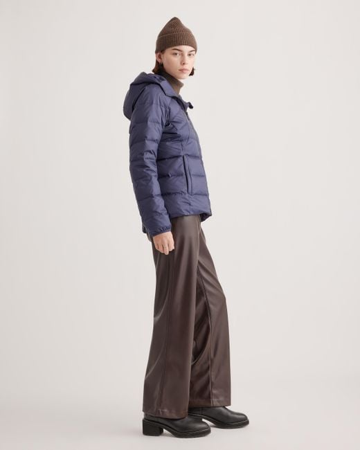 Quince Blue Lightweight Down Packable Puffer Hooded Jacket, Recycled Polyester