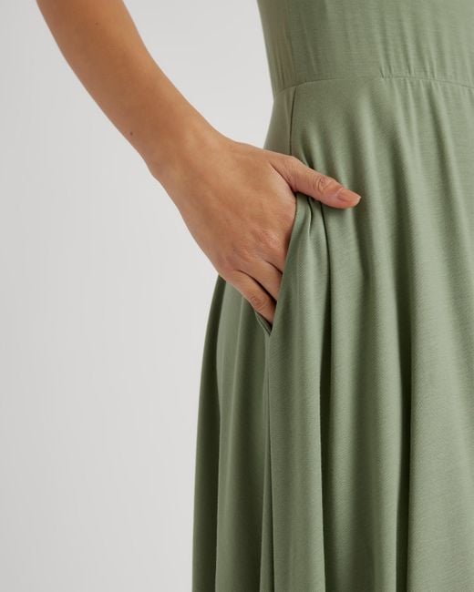 Quince Green Tencel Jersey Fit & Flare Dress