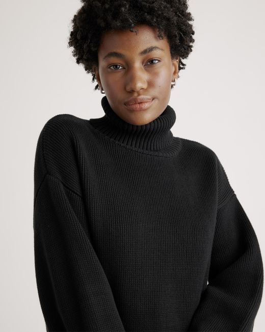 Quince Black Turtleneck Sweater, Organic Cotton