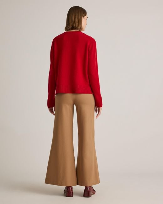 Quince Red Mongolian Cashmere Boxy Crewneck Sweater