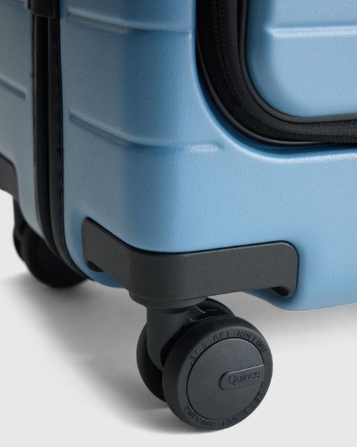 Quince Blue Front Pocket Carry-On Suitcase, Polycarbonte