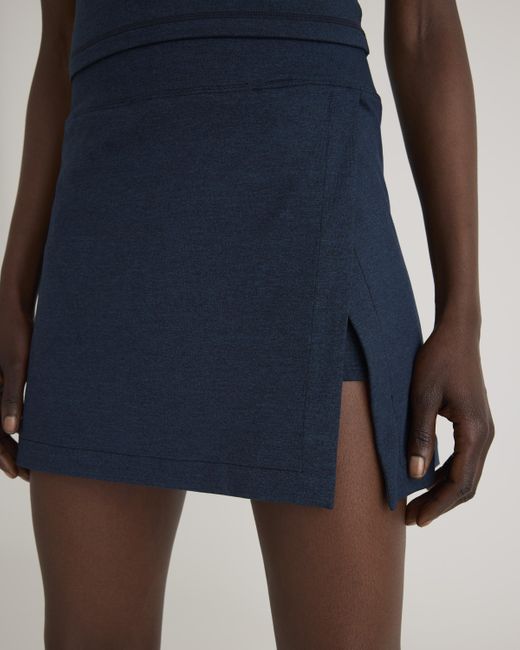 Quince Blue Ultra-Soft Side Slit Skort, Polyester