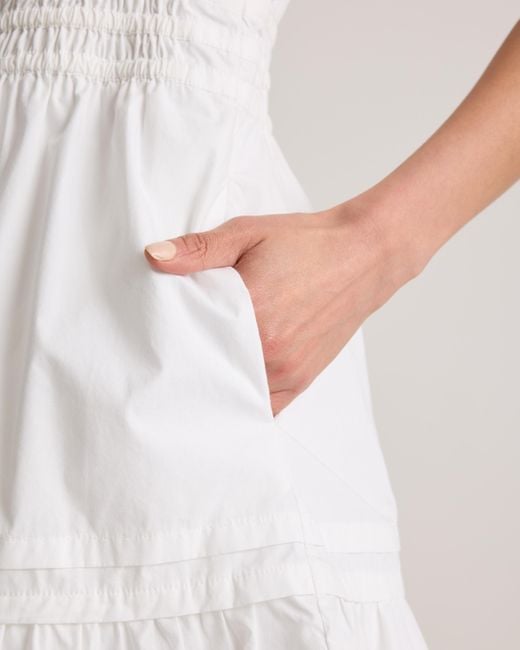 Quince White Poplin Tiered Mini Dress, Organic Cotton