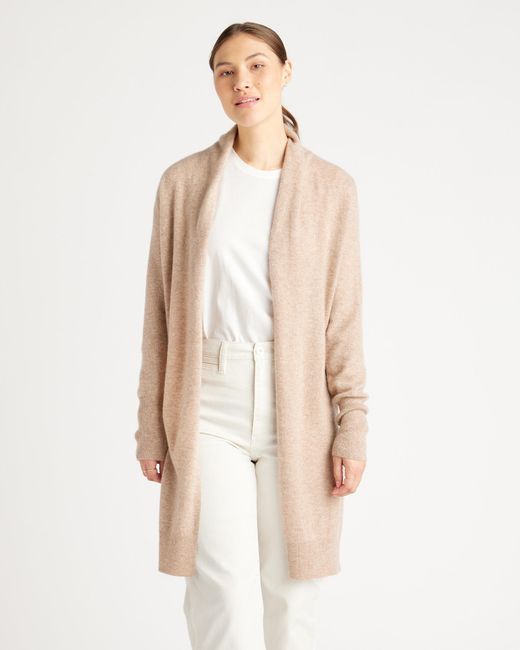 Quince White Mongolian Cashmere Duster Cardigan Sweater
