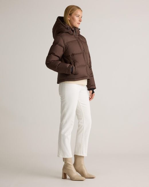 Quince Brown Responsible Down Cropped Puffer Jacket, Recycled Polyester