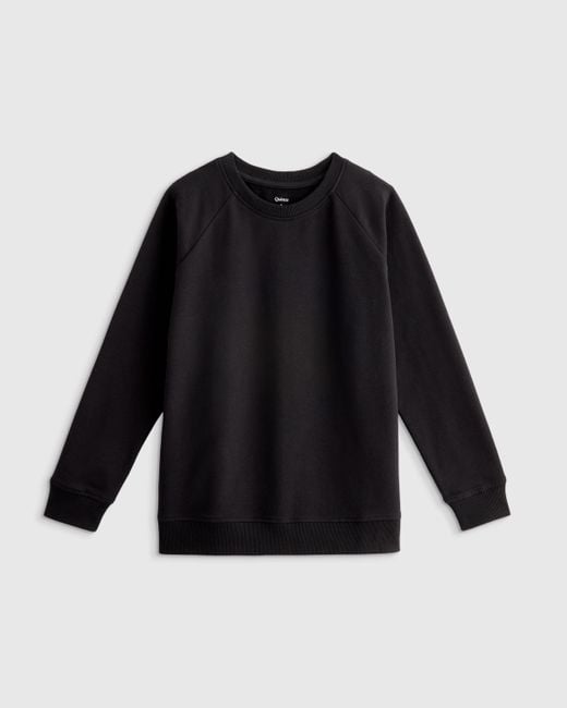 Quince Black French Terry Crew Neck Sweatshirt, Organic Cotton