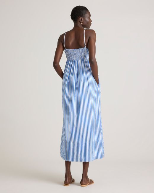 Quince Blue Sleeveless Maxi Dress, Organic Cotton