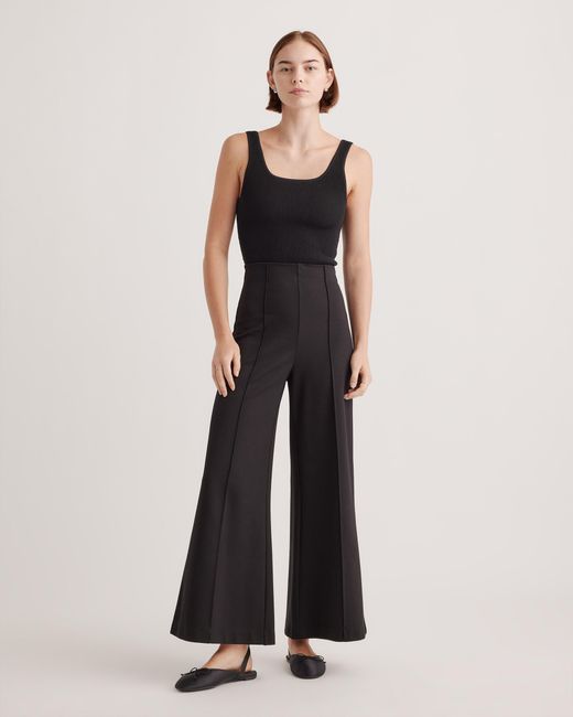 thumbnail image 2 of Quince Women's Black Ultra-Stretch Ponte Straight Leg Pants, Size XL Regular 30" Inseam 2 of 3