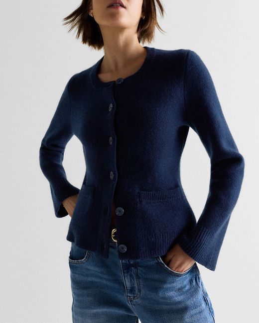 Quince Blue Mongolian Cashmere Structured Cardigan