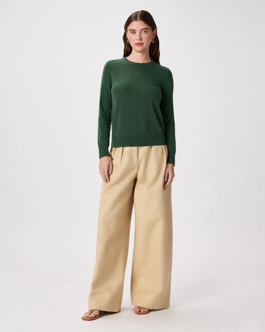 Quince Green Mongolian Cashmere Crewneck Sweater