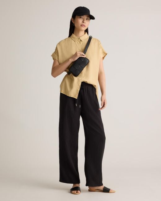 Quince Black Italian Leather Handwoven Box Belt Bag