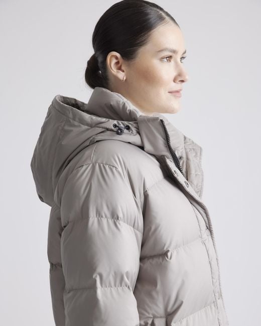 Quince Gray Responsible Down Long Puffer Jacket, Recycled Polyester