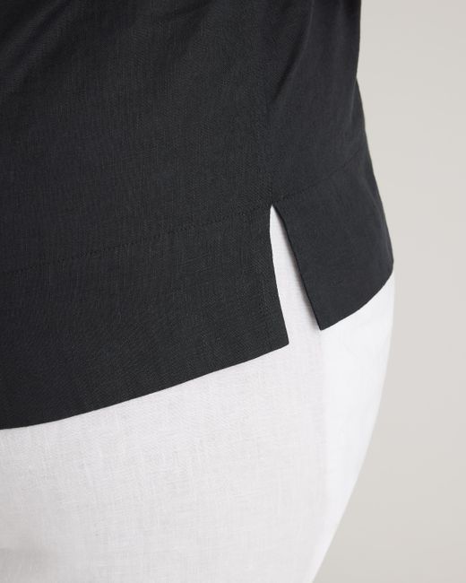 Quince Black 100% European Linen Short Sleeve Shirt