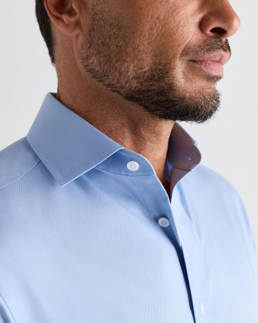Quince Blue Stretch Twill Dress Shirt, Organic Cotton for men