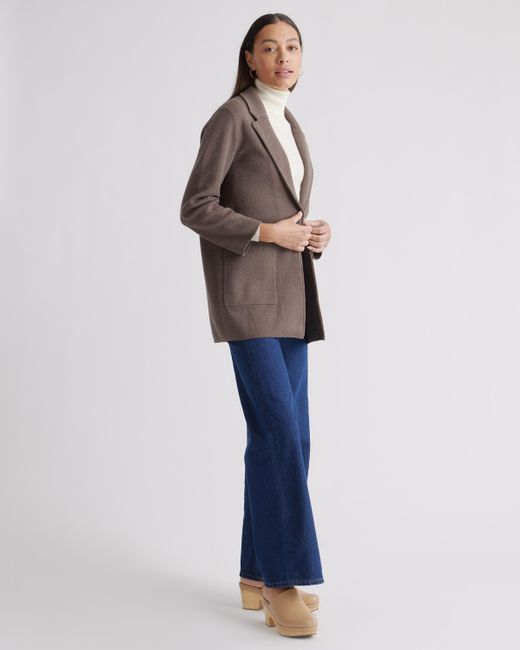 Quince Brown Knit Blazer, Organic Cotton
