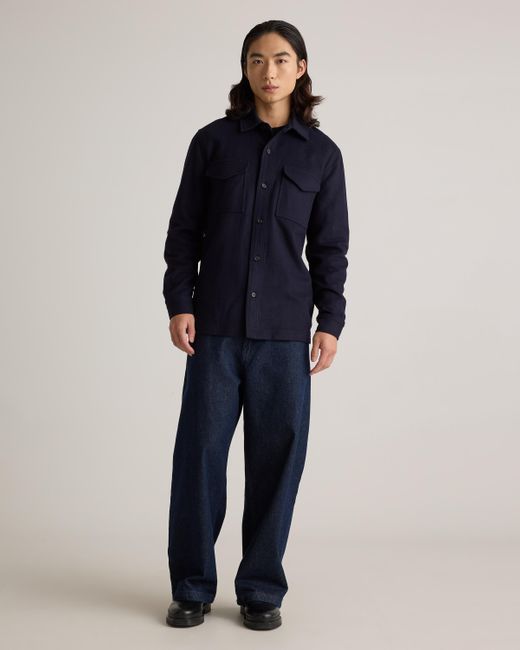 Quince Blue Italian Wool Overshirt, Wool/Nylon for men