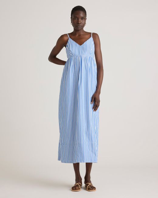 Quince Blue Sleeveless Maxi Dress, Organic Cotton