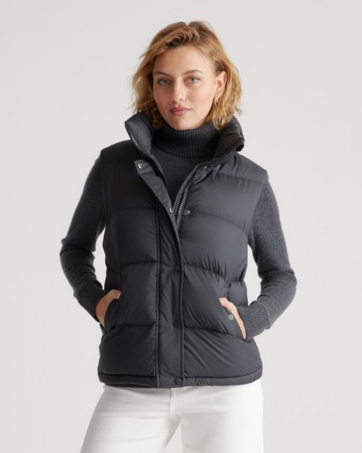Quince Black Responsible Down Puffer Vest, Recycled Polyester