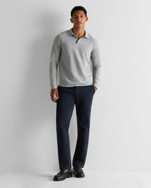 Quince Gray Long Sleeve Pique Polo, Organic Cotton for men