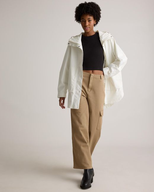 Quince White Weather Proof Oversized Rain Jacket, Polyester/Recycled Polyester Blend