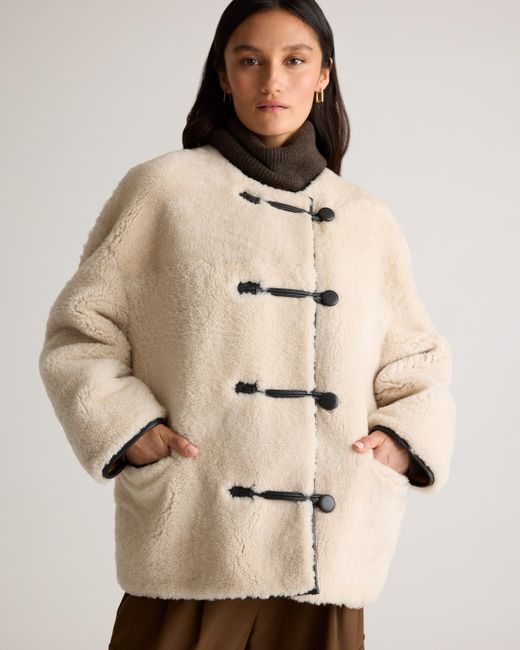 Quince Natural 100% Shearling Duffle Jacket, Leather